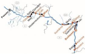 Båt- og sykkeltur på Donau - Kart